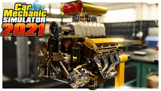 A GOLD Engine Made for a KING  Car Mechanic Simulator 2021 Gameplay [upl. by Lednahs22]