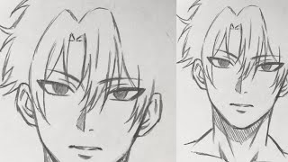 Anime boy face sketch drawing tutorialAnime face sketch drawing [upl. by Cirdec121]