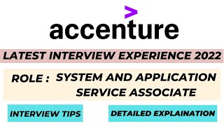 Accenture Interview Experience  System amp Application Service Associate  Interview Tips [upl. by Liv480]