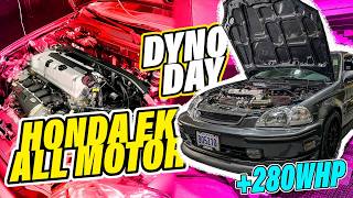 Honda Civic K24 de calle con 280WHP  Nuevo record para 4 cilindros aspirado en nuestro Dyno [upl. by Amick812]