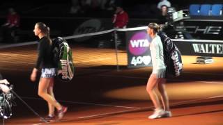 Mona Barthel vs Lucie Safarova walking in  Porsche Tennis Grand Prix 2013 [upl. by Piselli]