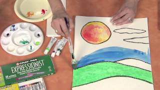 Hands on Crafts for Kids CrayPas Oil Pastel Resist Technique [upl. by Nawuj]