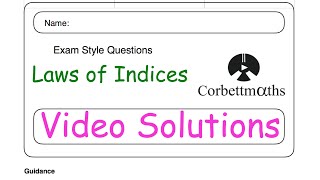 Laws of Indices Answers  Corbettmaths [upl. by Enoch]