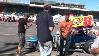 Oswego Speedway 2012 ISMA Winged Super Modified Pit Action A Sat Sept 1 2012 [upl. by Notsuj393]