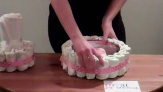 How to make a Nappy Cake  two minute tutorial with printable instruction sheet [upl. by Annaihs984]