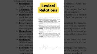 Lexical Relations Language and Linguistics Instant Essay for Exam Success ARsummaryguidance [upl. by Imoen217]