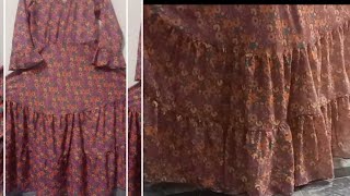 How to Make a More Flared Three Layared Frock in Less Fabric  IJ Stylish clothes cutting ampstitch [upl. by Peppie818]