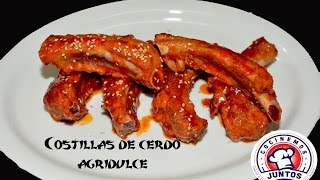 Costillas de cerdo agridulce 👨🏽‍🍳 comida china [upl. by Daughtry]