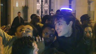 Francisco Lachowski surrounded by fans at Balmain fashion show [upl. by Marga864]