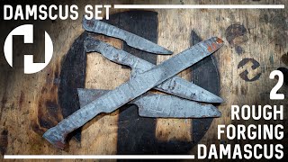 Forging the Blades for the Damascus Set [upl. by Oicnoel]