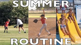 NEW SUMMER ROUTINE  FOOTBALL SOFTBALL BASEBALL and SWIMMING [upl. by Eldreeda]