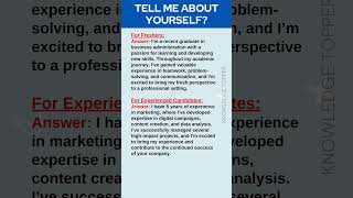 Tell Me About Yourself  Common Job Interview Questions and Answers [upl. by Orat]