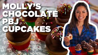 Molly Yehs Chocolate PBJ Cupcakes  Girl Meets Farm  Food Network [upl. by Nagap73]