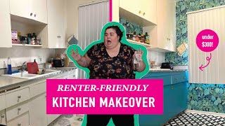 Colorful RenterFriendly Kitchen Makeover Only 267 Maximalist Makeover [upl. by Letisha]