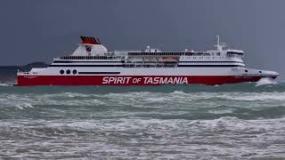 The Spirit of Tasmania outbound during a squall Seen off Point Lonsdale Victoria Australia [upl. by Issie829]