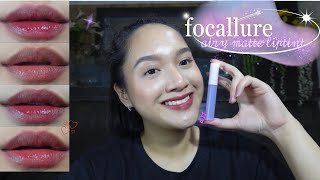 NEW SHADE FOCALLURE AIR FIT MATTE LIQUID LIPSTICK SUPER TAHAN LAMA  TEST MAKAN  REVIEW [upl. by Annahsit]