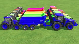 TRANSPORT JDEERE amp JCB amp CLASS amp MCCORMICK TRACTORS  CANOLA HARVEST w FLATBED TRAILER  FS 22 19 [upl. by Avlis]