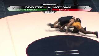 CIF Wrestling  Davis vs Ferry  135 lbs [upl. by Eseekram]