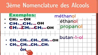 Cours Alcools Aliphatiques 3ème ScMathTech [upl. by Nihhi553]