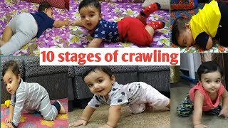 Stages of Crawling and different techniques Miggibaby learns to crawl [upl. by Aiclid]