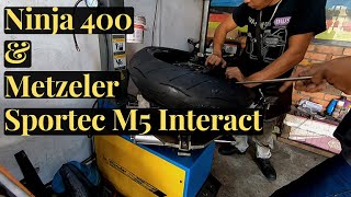 Tire Change  Metzeler Sportec M5 Interact 1606070 at Ninja 400 [upl. by Jacinta]