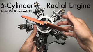 Building a 5Cylinder Radial Engine Model Kit  16 Full Metal Engine Model Kit [upl. by Kcirdahc]