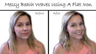 Messy Beach Waves Using A Flat Iron  Fast amp Simple Hair Tutorial [upl. by Tlaw]