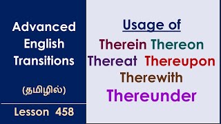 Advanced English Transitions THEREIN THEREON THEREAT THEREUPON THEREWITH THEREUNDER  In Tamil [upl. by Auric]