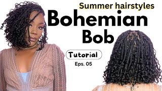 SHORT BOB KNOTLESS BOHO BRAIDS 52 braids  PERFECT SUMMER BRAIDS FT YWIGS [upl. by Ellegna]