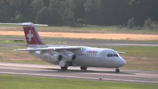 Swiss Avro Regional Jet RJ100 HBIXV takeoff at Berlin Tegel airport [upl. by Quigley868]