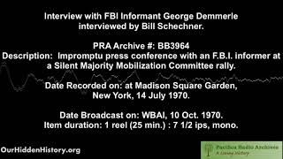 Interview with FBI Informant George Demmerle 1970 [upl. by Tarabar]