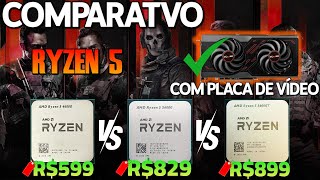 AMD Ryzen 5 4600G vs Ryzen 5 5600G vs Ryzen 5 5600GT  Comparativo com a RX 7600 8GB [upl. by Simonne]