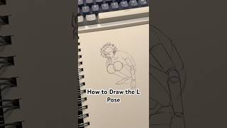 How to Draw The L Lawliet Pose l llawliet deathnote pose drawing tutorial howtodraw fyp [upl. by Olwena835]