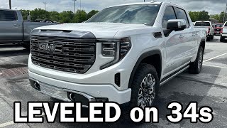 2023 GMC Sierra DENALI Ultimate 1500 Leveled on 34s [upl. by Matti]