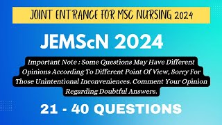 JEMScN 2024  MSC Nursing Examination  JEMScN Question Answer Explanation  Explained In Bengali [upl. by Ednalrym413]