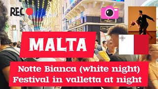 Notte Bianca white night festival in Valletta at night🎊⛲🍺 on 05102024😀explore travel youtube [upl. by Nyad]