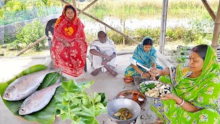 মায়ের হাতে ইলিশ মাছ ভাপা সাথে ইলিশ মাছের মাথা দিয়ে লাউশাক রান্না  hilsha fish recipe [upl. by Mosra]