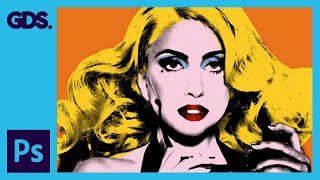 Create Andy Warhol Style Pop Art  Lady Ga Ga Photoshop CS5 [upl. by Ennovihs493]