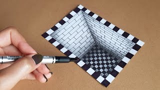 VERY EASY HOW TO DRAW 3D HOLE ILLUSION  3D TRICK ART ON PAPER  3D DRAWING HOLE EASY 3D DRAWING [upl. by Eneluqcaj]