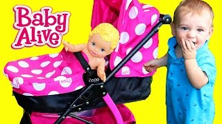 BABY STROLLER Toy Review Baby Eli Walking Baby Alive [upl. by Isidoro]