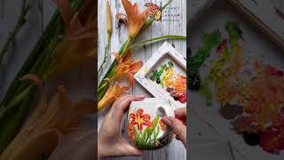 handpainted tiger lilies mug flowers painting mug [upl. by Addy]