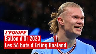 Ballon dOr 2023  Les 56 buts dErling Haaland vainqueur du Trophée Gerd Müller [upl. by Nahguav]