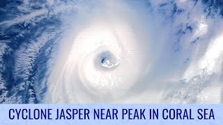 Cyclone Jasper near peak in Coral Sea  December 8 2023 [upl. by Osy317]