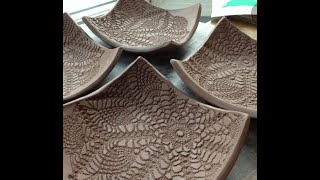 Hand Built Clay Textured Square Footed Tray or Plate Hand Building Project 1 [upl. by Aryc305]