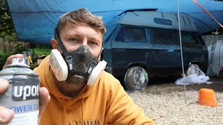 Attempting A DIY Paint Job BUDGET VAN BUILD VW T25 Part 1 [upl. by Thedrick]