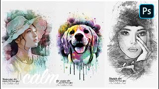 Create Stunning Watercolour amp Sketch Arts with Photoshop Templates [upl. by Oos]