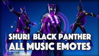 Shuri Black Panther Dances All Emotes That We Have  FORTNITE x MARVEL [upl. by Broderick]