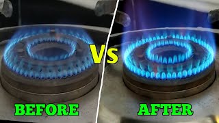 How To Repair Gas Stove Low Flame  How To Clean Gas Stove Burner  Kitchen Hacks [upl. by Cockburn545]