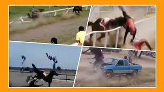 Impactantes accidentes durante carreras de caballos recopilación 😱😱😱 [upl. by Ardnasirhc]