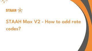 STAAH Max V2 How to add rate codes [upl. by Leesen]